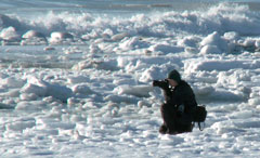 Scott photographing surfing in Alaska