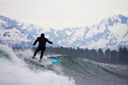 Iceman surfing Yakutat Alaska