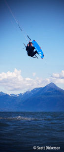 Kitesurfing Alaska - Tom Fredericks catching big air.