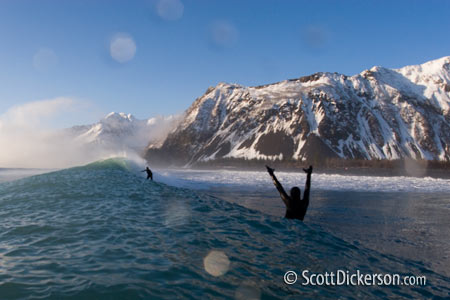 surfing Bear Glacier Alaska