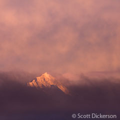 Sunset on Sadies Peak in the Kenai Mountain range, Homer, Alaska. Photo by Scott Dickerson