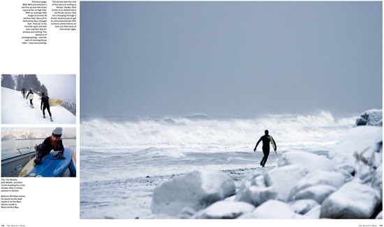 Alaska surfing photo copyright Scott Dickerson. Magazine layout copyright \"The Surfer\'s Path\"