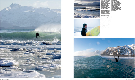 Alaska surfing photo copyright Scott Dickerson. Magazine layout copyright \"The Surfer\'s Path\"