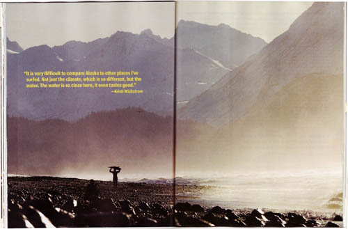 Alaska surfing photos by Scott Dickerson in Alaska Magazine.