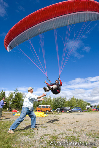 Paragliding maneuvers training weekend with Chris Santacroce and Midnight Sun Paragliding in Alaska.