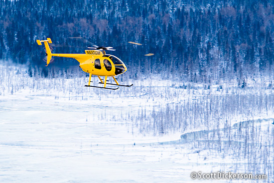 air to air aerial photo of MD 530 helicopter in flight