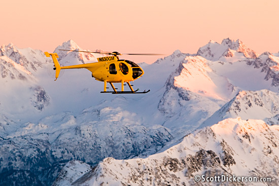 air to air aerial photo of MD 530 helicopter in flight