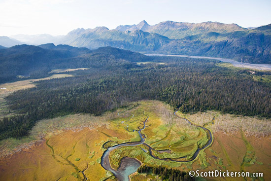 Aerial photography from a powered paraglider or Paramotor in Alaska.