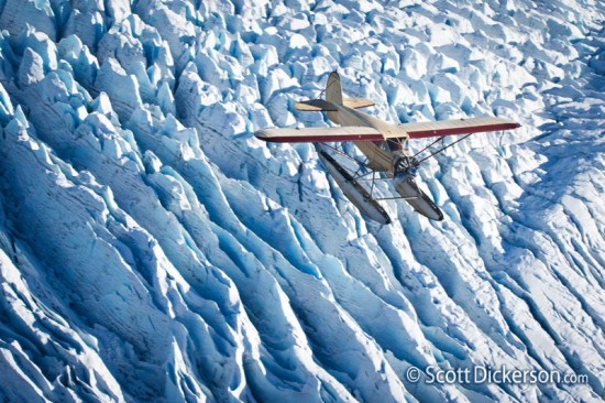 air to air photo over glacier