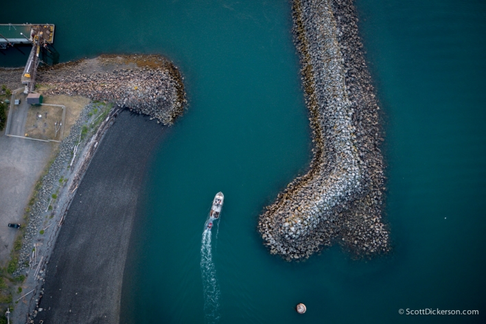 Aerial view of the Homer Harbor entrance. Homer, Alaska.