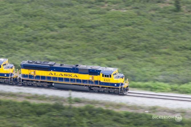 Aerial view of Alaska railroad train