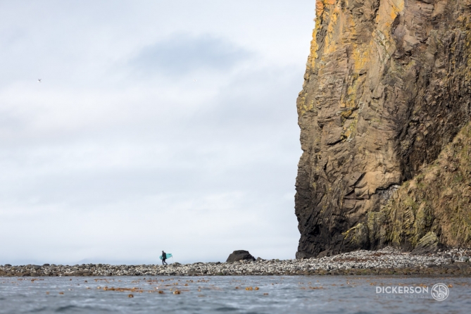 Sean Carr surfing in Alaska from the m/v Milo