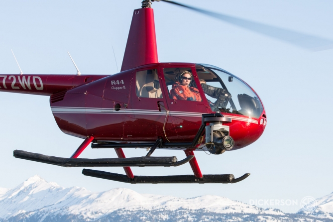 Cineflex nose mount robinson R44 helicopter. Pole mount ZatzWorks Alaska