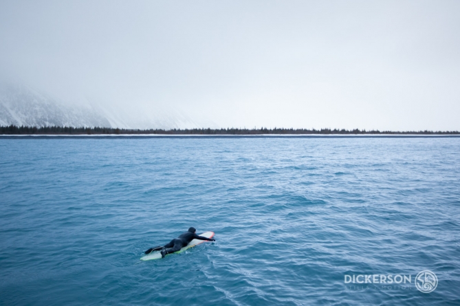 Winter surf trip aboard a commercial fishing boat in Alaska.